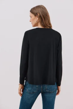 Cortefiel Top fluido pliegue Negro Best