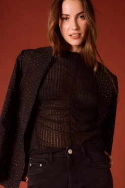 Slowlove Top frunces Negro Outlet