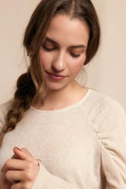 Slowlove Top frunces manga Marfil Hot