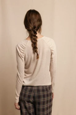 Slowlove Top frunces manga Marfil Hot