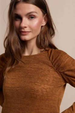 Slowlove Top frunces manga Dorado Outlet