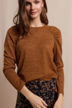 Slowlove Top frunces manga Dorado Outlet