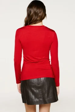 Selected Top fruncido slim fit Rojo Clearance