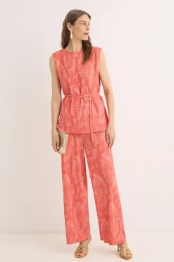 Cortefiel Top jacquard hebilla Coral Online