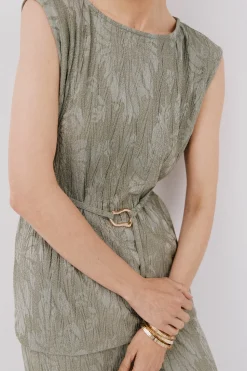 Cortefiel Top jacquard hebilla Kaki Sale