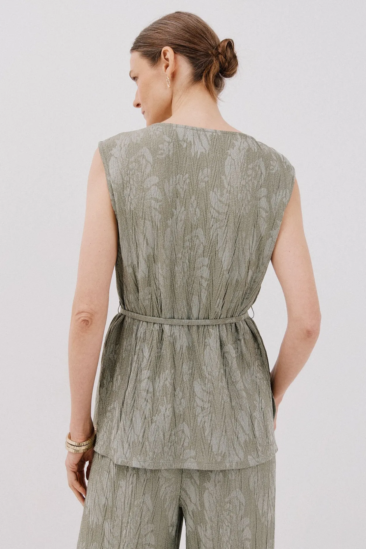 Cortefiel Top jacquard hebilla Kaki Sale