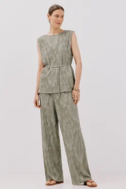 Cortefiel Top jacquard hebilla Kaki Sale