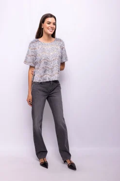 Object Top lentejuelas y flecos Gris Outlet