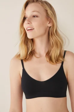 Women'secret Top liso sin costuras "my first bra" negro New