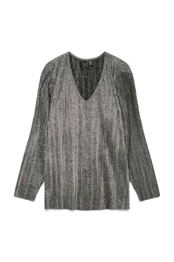 Vero Moda Curve Top lúrex manga larga talla grande Gris