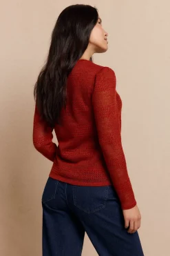 Slowlove Top manga larga estructura rústica Naranja Online