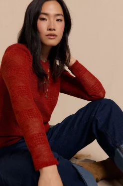 Slowlove Top manga larga estructura rústica Naranja Online