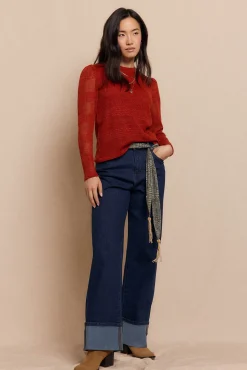 Slowlove Top manga larga estructura rústica Naranja Online