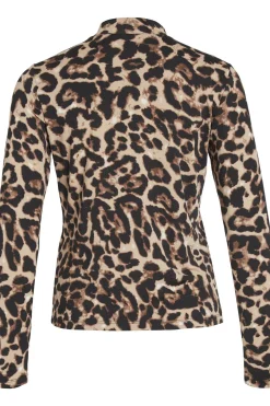 Vila Top manga larga leopardo Marr&oacute;n Discount