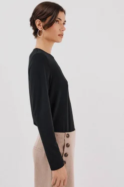 Cortefiel Top pieza dorada escote Negro New