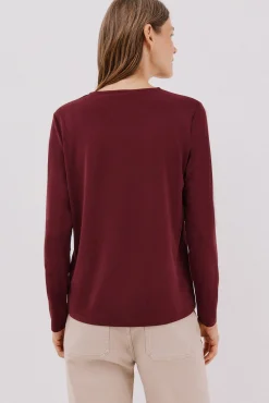 Cortefiel Top pieza dorada escote Vino Clearance