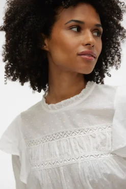 Vero Moda Top plumeti volantes Blanco Online