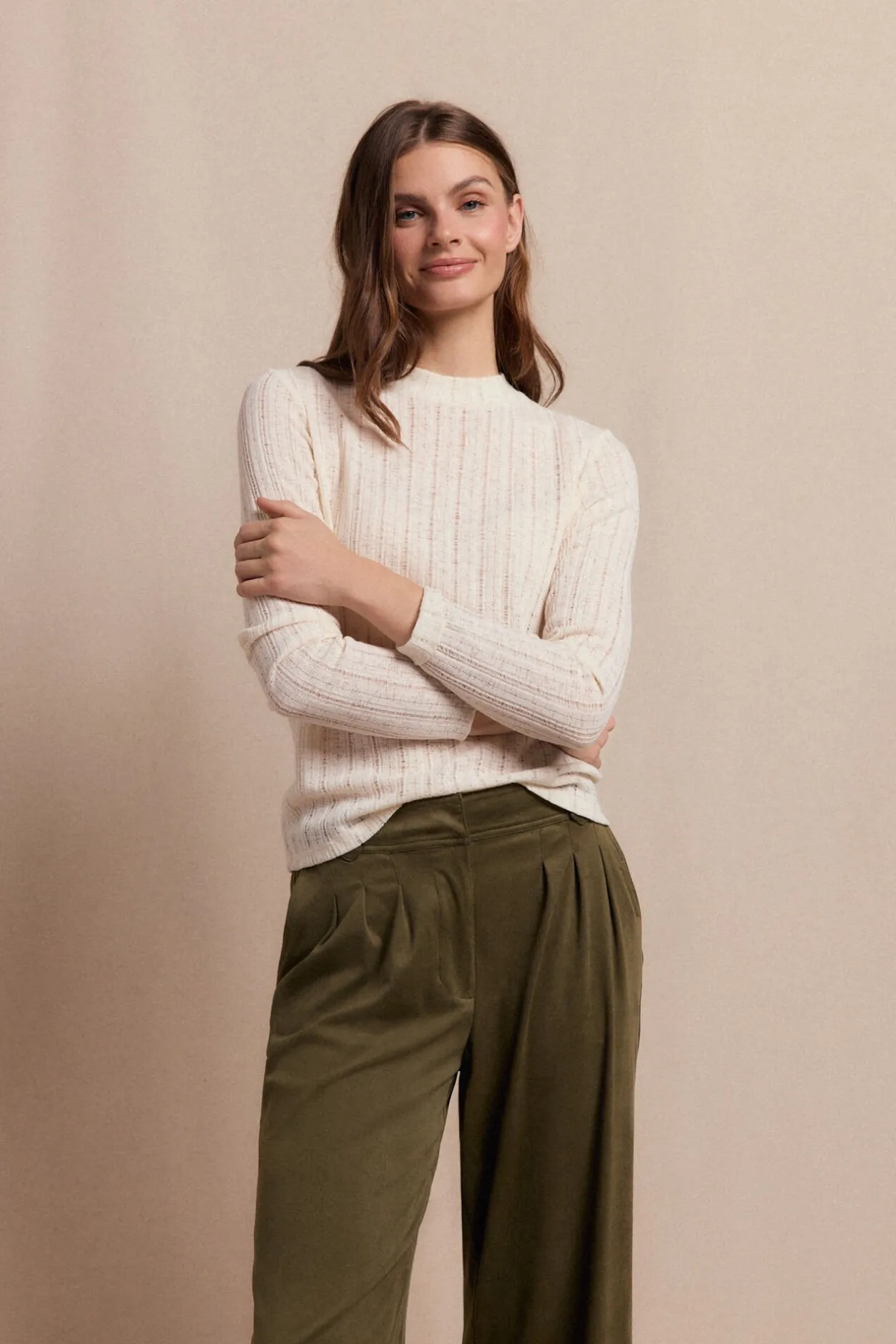 Slowlove Top punto estructura Marfil