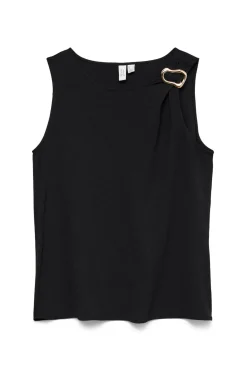 Vero Moda Top sin mangas detalle hebilla Negro Online