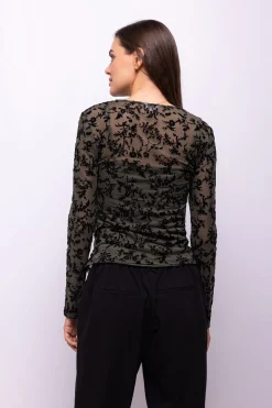 Object Top tejido flocado Gris oscuro Clearance