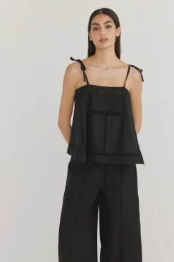 Pedro del Hierro Top tirantes picos Negro Outlet
