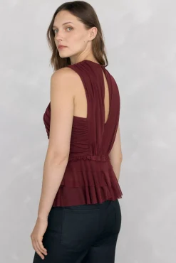 Pedro del Hierro Top tul tirantes Burdeos Hot