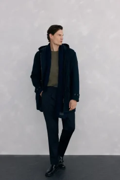 Pedro del Hierro Trenca lana alamares Azul