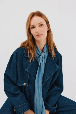 Cortefiel Trench corta vaquera Azul marino Discount