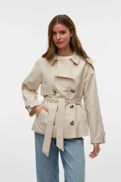 Vero Moda Trench corto de manga larga Gris Discount