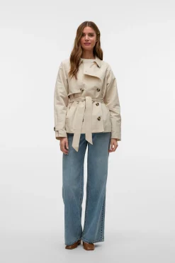 Vero Moda Trench corto de manga larga Gris Discount