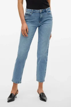 Vero Moda Vaquero recto de tiro medio Azul Hot