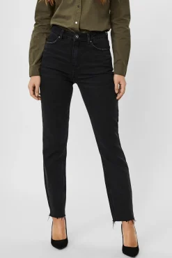 Vero Moda Vaquero recto tiro alto Negro Sale