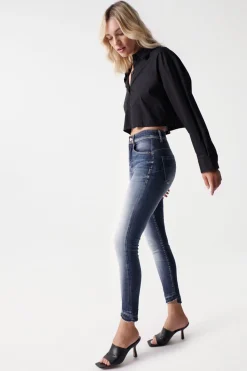 Salsa Jeans Vaqueros faith push in cropped lavado premium Azul Online