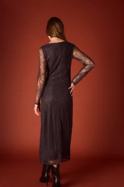 Slowlove Vestidao largo encaje Gris oscuro New