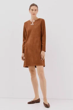 Cortefiel Vestido antelina Marr&oacute;n oscuro Sale