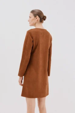 Cortefiel Vestido antelina Marr&oacute;n oscuro Sale