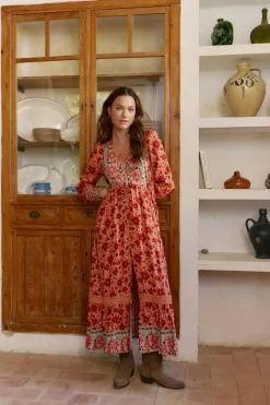 Jaase Vestido arlo largo estampado Lilliana Estampado naranja Outlet