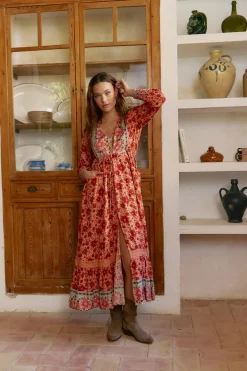 Jaase Vestido arlo largo estampado Lilliana Estampado naranja Outlet