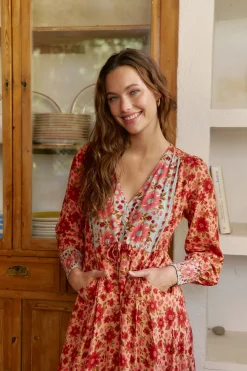 Jaase Vestido arlo largo estampado Lilliana Estampado naranja Outlet