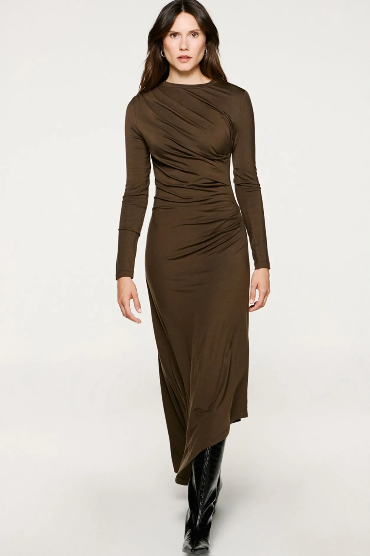 Selected Vestido asimétrico slim fit Marrón oscuro New