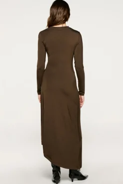 Selected Vestido asimétrico slim fit Marrón oscuro New