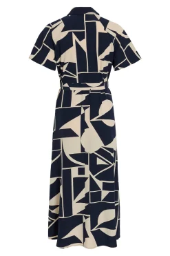 Vila Vestido camisero anudado midi Azul marino Hot