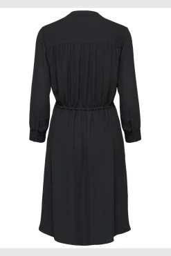 Selected Vestido camisero de manga larga confeccionado con materiales reciclados. Negro Sale