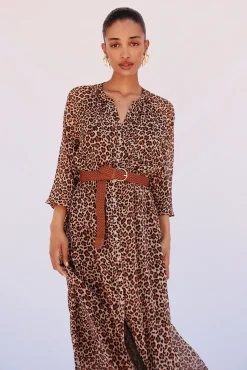 Cortefiel Vestido camisero estampado cinturón Estampado marr&oacute;n Hot