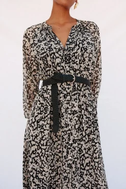 Cortefiel Vestido camisero estampado cinturón Multicolor New