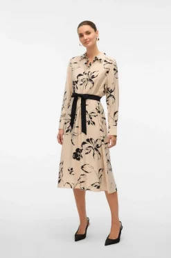 Vero Moda Vestido camisero fluído Beige New