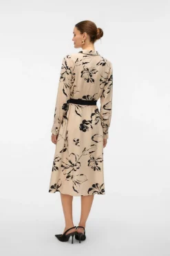 Vero Moda Vestido camisero fluído Beige New