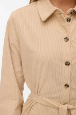 Vero Moda Vestido camisero micropana Beige Outlet