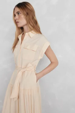 Pedro del Hierro Vestido camisero sin mangas largo midi Amarillo Sale