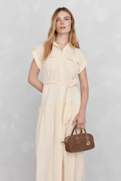 Pedro del Hierro Vestido camisero sin mangas largo midi Amarillo Sale